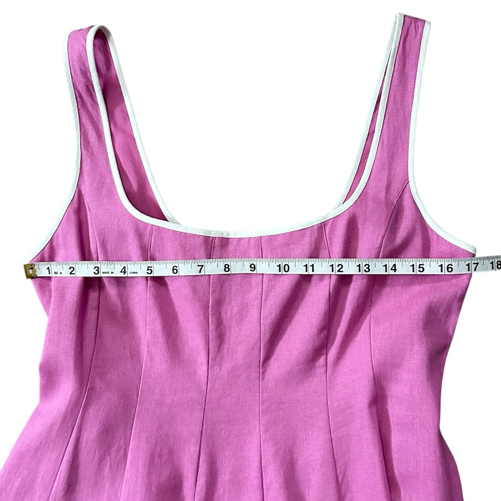 Avec Les Filles Contrast Edge Fit & Flare Midi Linen Blend Dress Size 10 - Picture 8 of 12